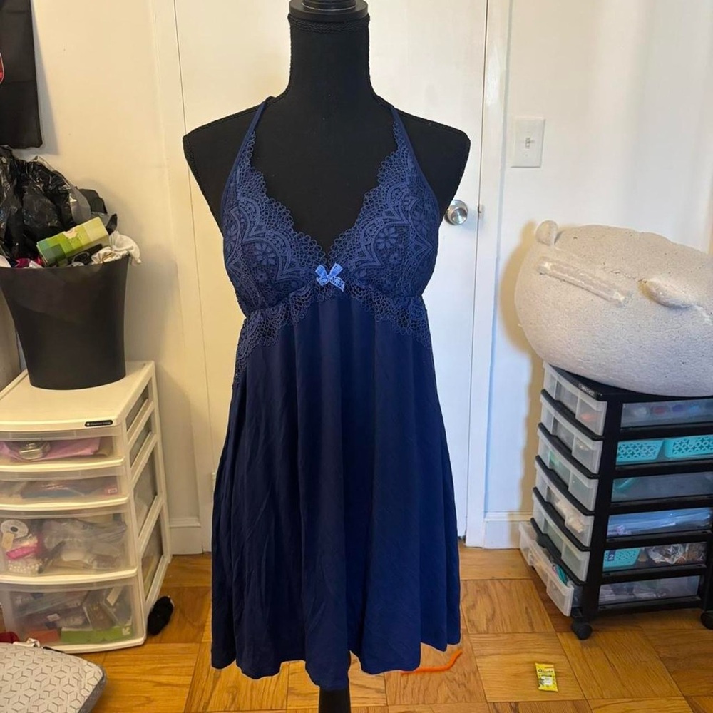 Victoria's Secret Navy Lace Halter Chemise
